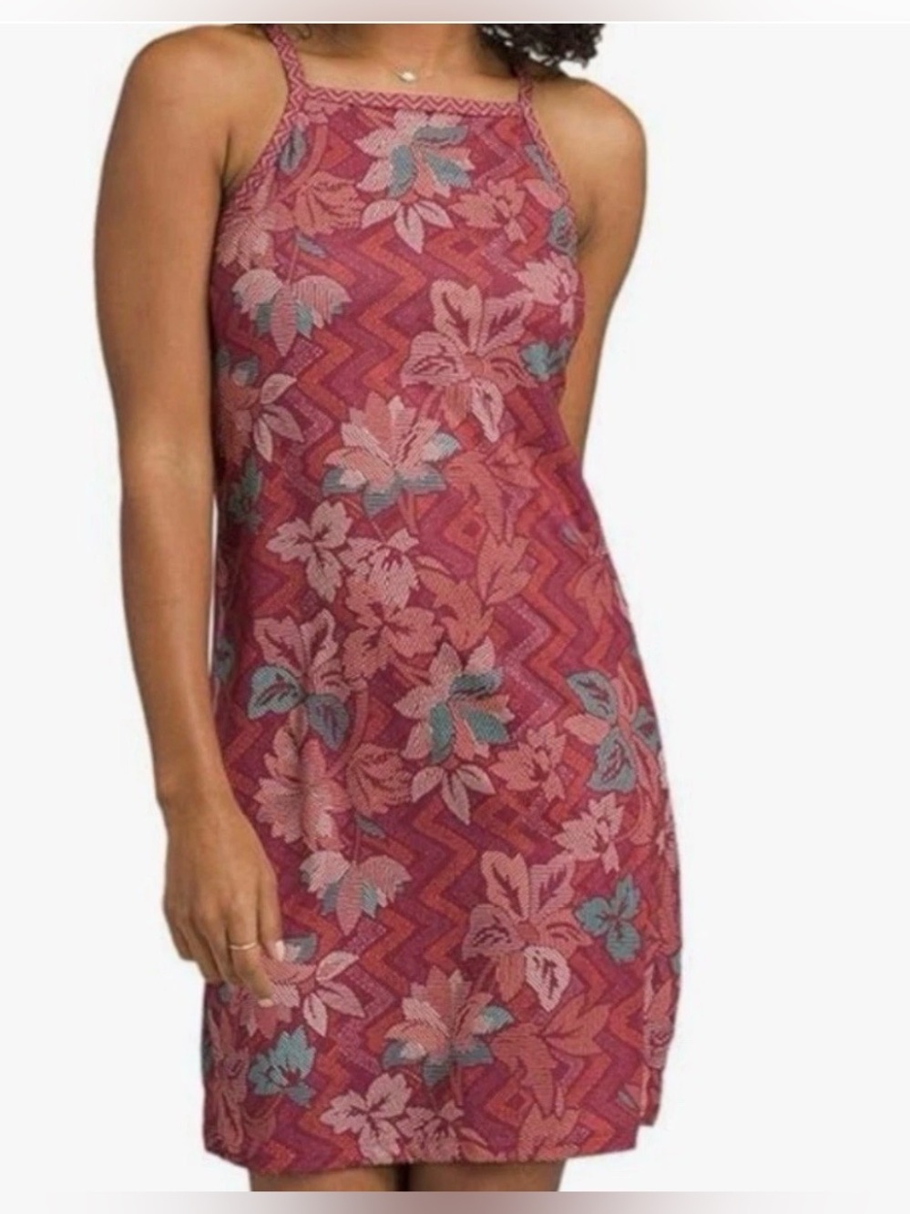 Prana Ardor Dress in Burgundy Floral Size Large